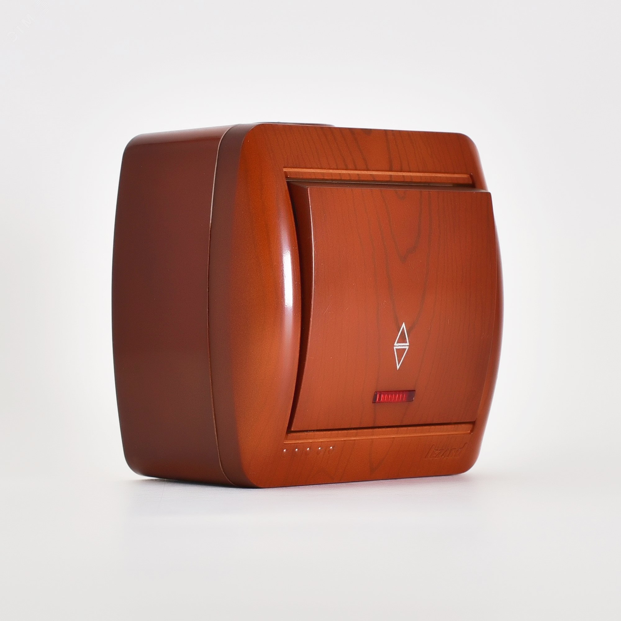 Изображение товара Выключатель одноклавишный с подсветкой вишня Lezard NATA для бытового использования