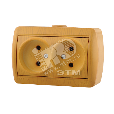 Изображение товара Розетка силовая двойная без заземления HATA ольха IP20 поликарбонат