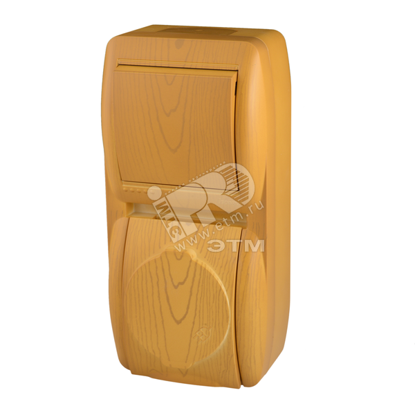 Изображение товара Ната Выключатель с розеткой с/з с/кр ольха верт - практичное решение для электромонтажа