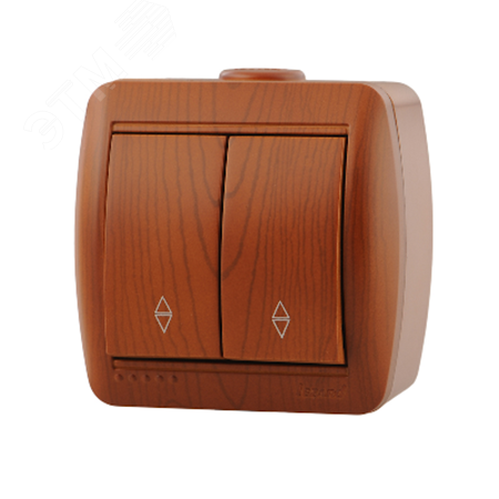 Изображение товара Выключатель проходной Ната х2 сосна открытый монтаж 2 клавиши IP20