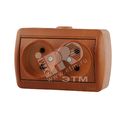 Изображение товара Розетка силовая HATA двойная без заземления из керамики сосна