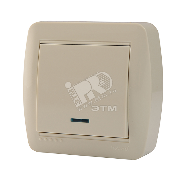 Изображение товара Выключатель с подсветкой крем DEMET 1-клавишный IP20 220В