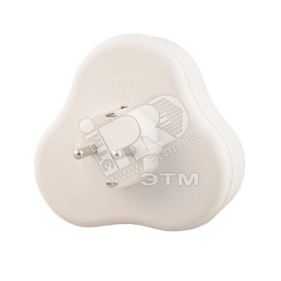 Изображение товара Тройник с заземлением треугольный 1/48 для электросетей 16А 220В белый