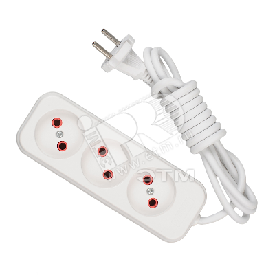 Изображение товара Удлинитель 3х2м без заземления белый для домашнего и офисного использования