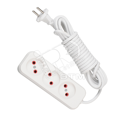 Изображение товара Удлинитель 3 розетки шнур 3м без заземления (шт)