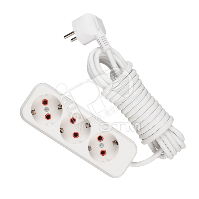 Изображение товара Удлинитель 3х5м с заземлением Lezard для дома и офиса белый