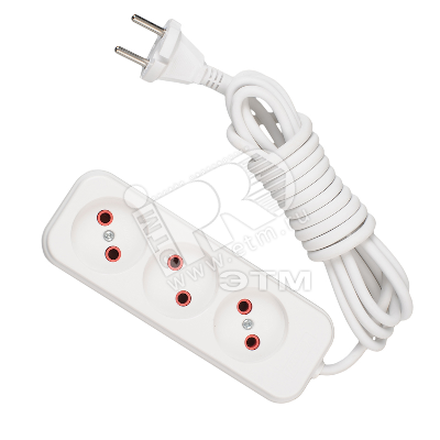 Изображение товара Удлинитель 3 розетки 5м без заземления Lezard