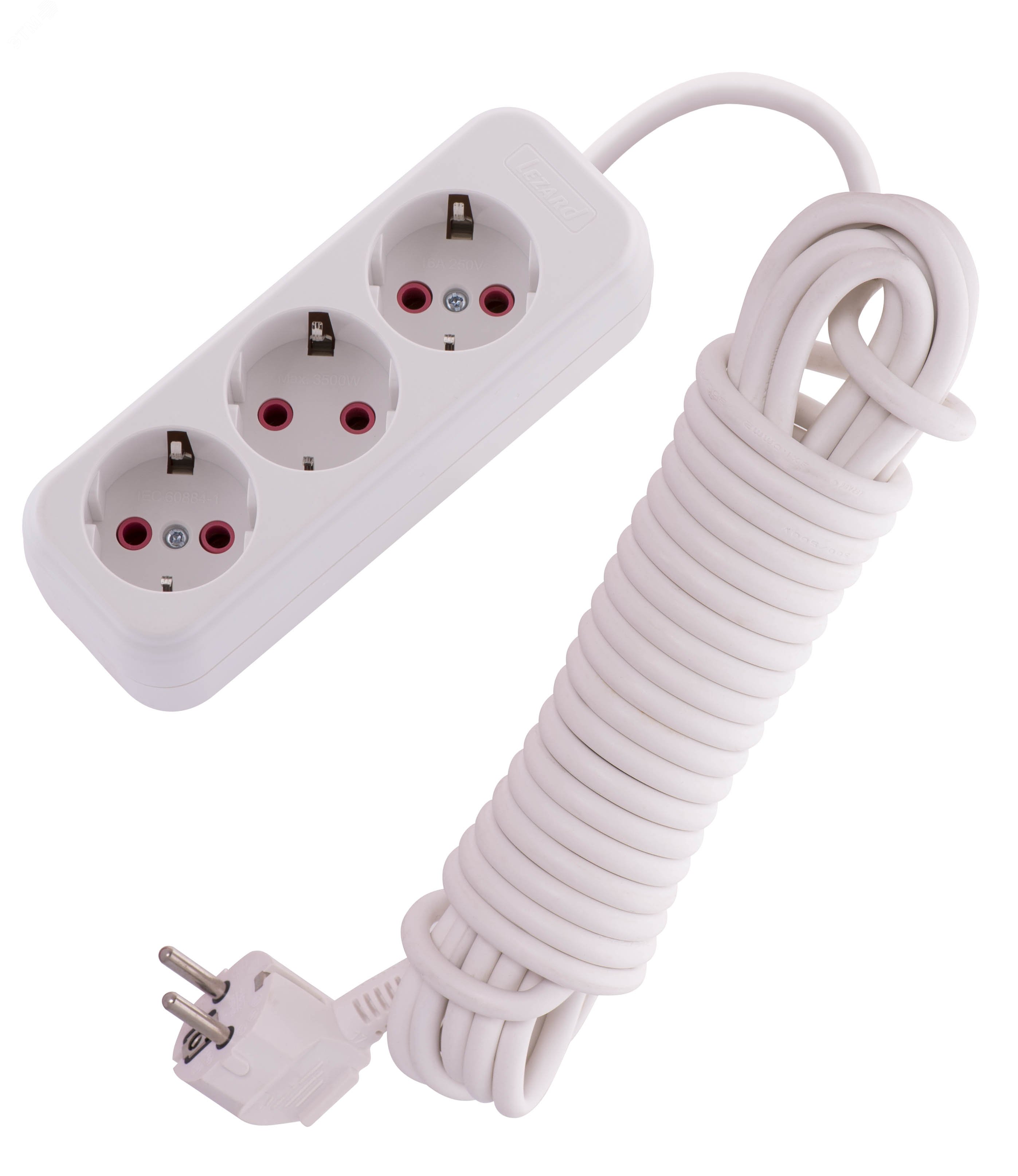 Изображение товара Удлинитель с заземлением 3 входа 7 метров от Lezard для безопасности и удобства