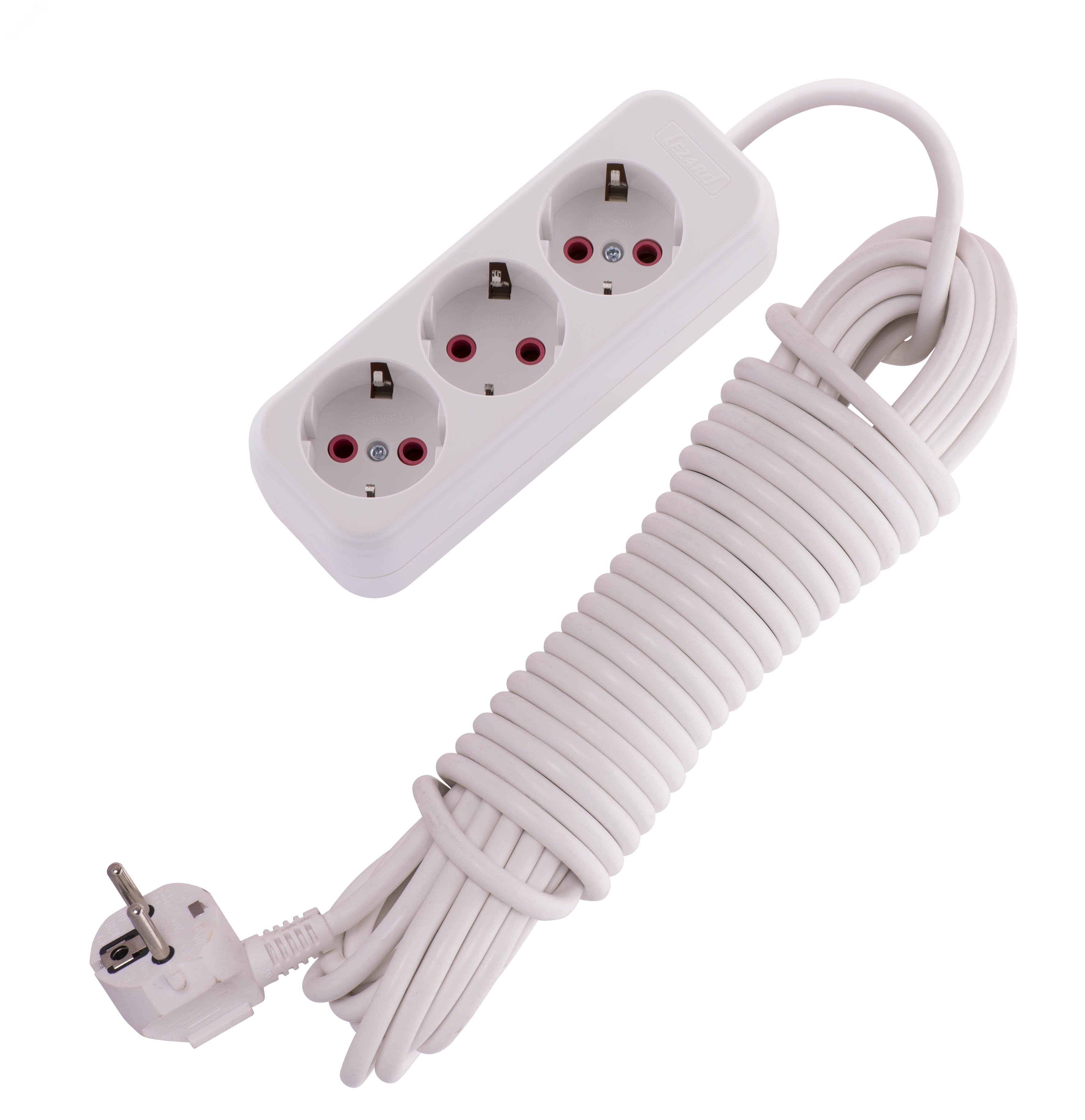 Изображение товара Удлинитель с заземлением 3 входа 10 метров Lezard