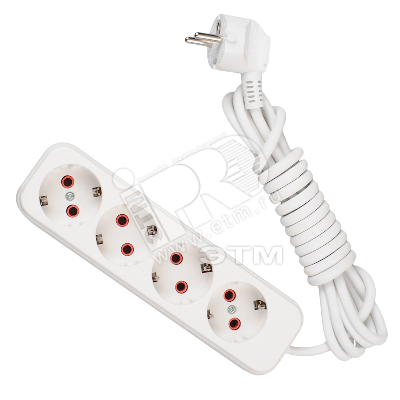 Изображение товара Удлинитель 4х3м с заземлением для бытовых и офисных приборов