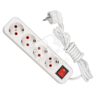 Изображение товара Удлинитель 4х3м с заземлением и выключателем Lezard