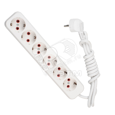 Изображение товара Удлинитель 6 розеток с заземлением 2м LILA Lezard