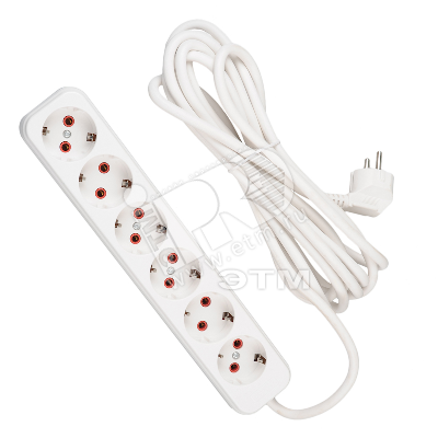 Изображение товара Удлинитель 6 розеток 5 м с заземлением серия LILA Lezard