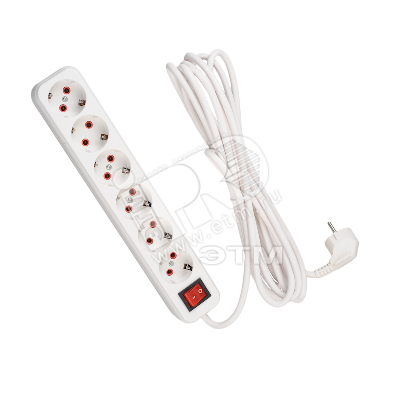 Изображение товара Удлинитель 6х5м с заземлением с выключателем (шт)