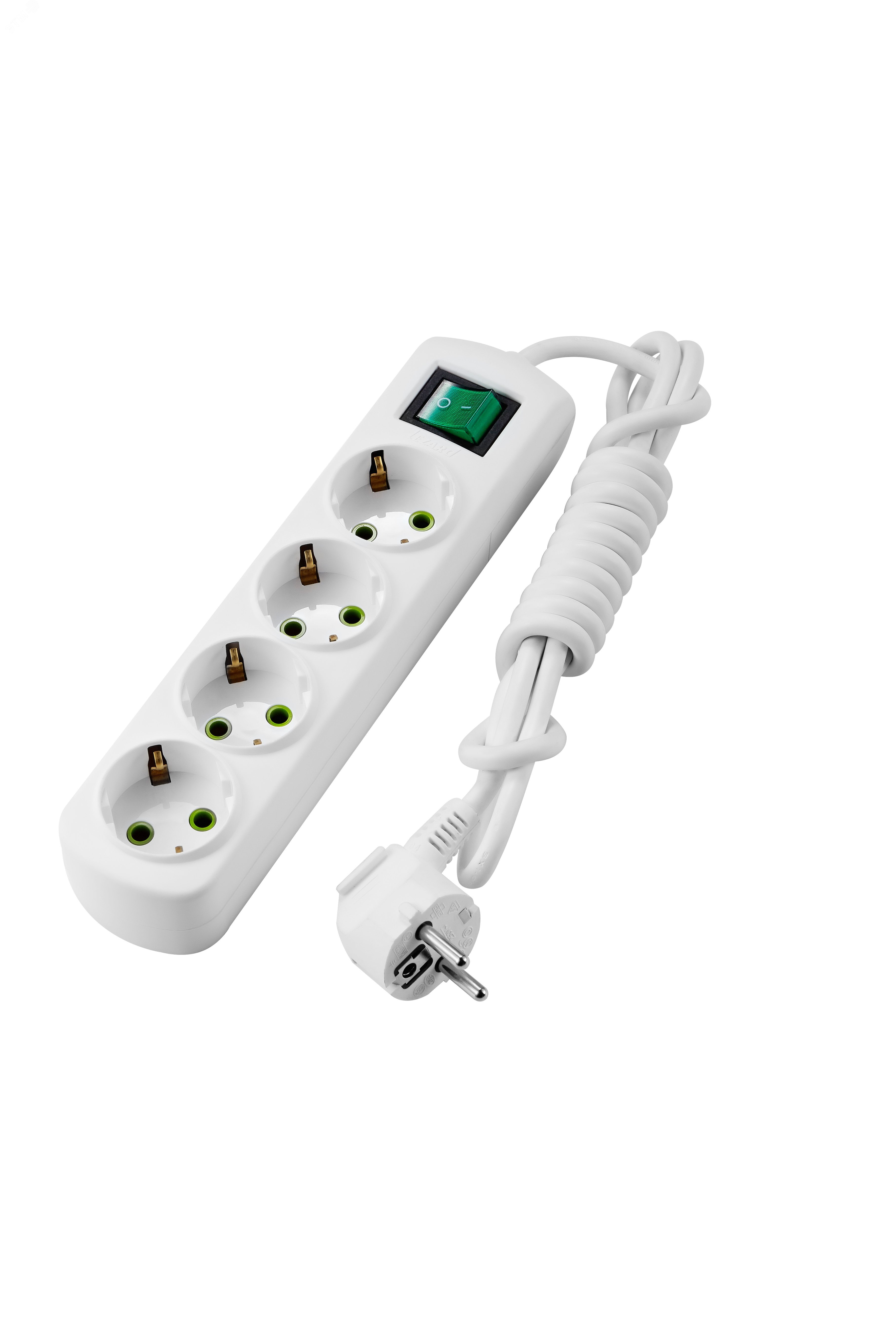 Изображение товара Удлинитель с 4 розетками и выключателем 2 метра белый Lezard LETITIA