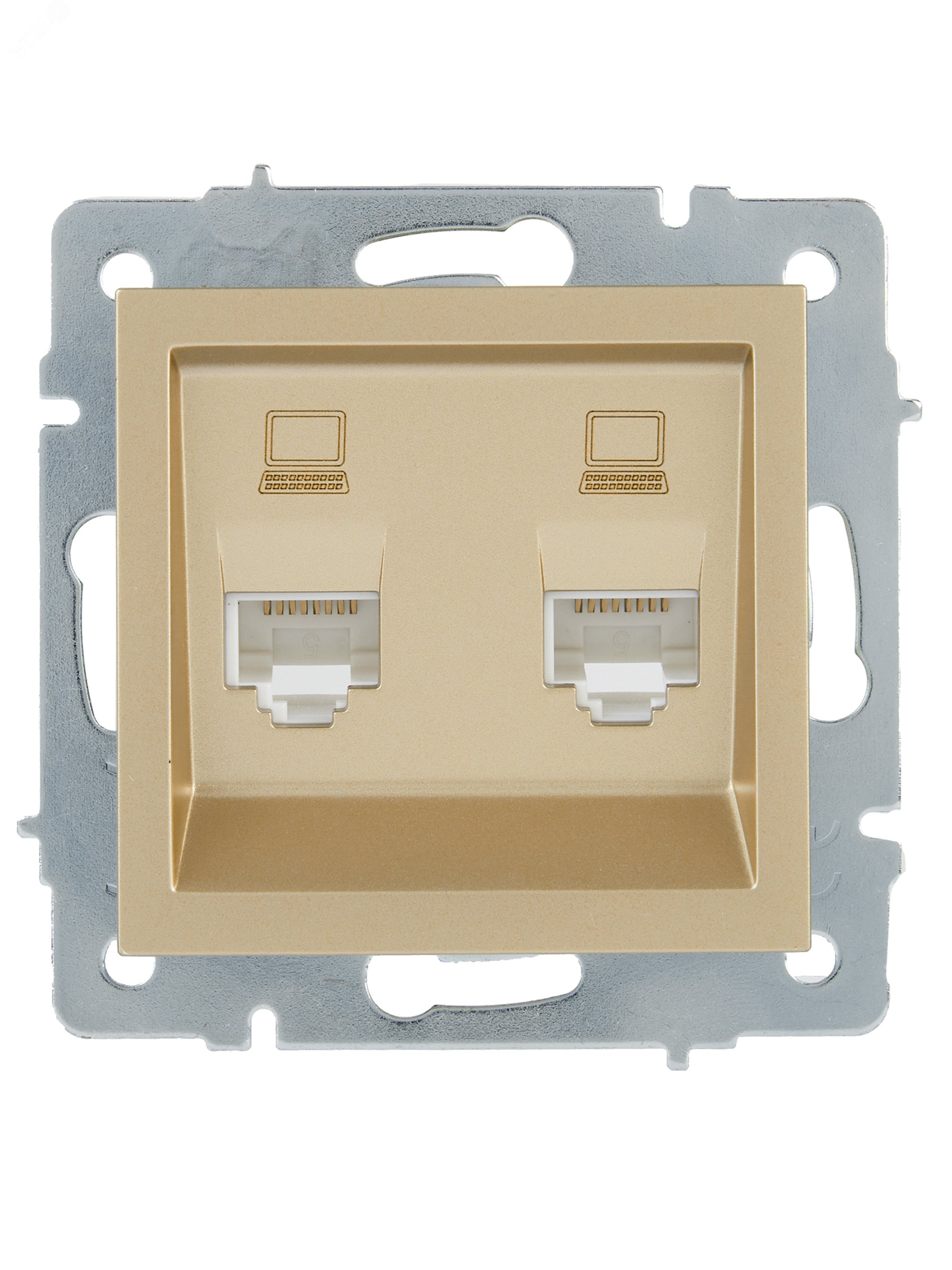 Изображение товара Розетка компьютерная двойная золото VESNA для подключения сети Cat 5