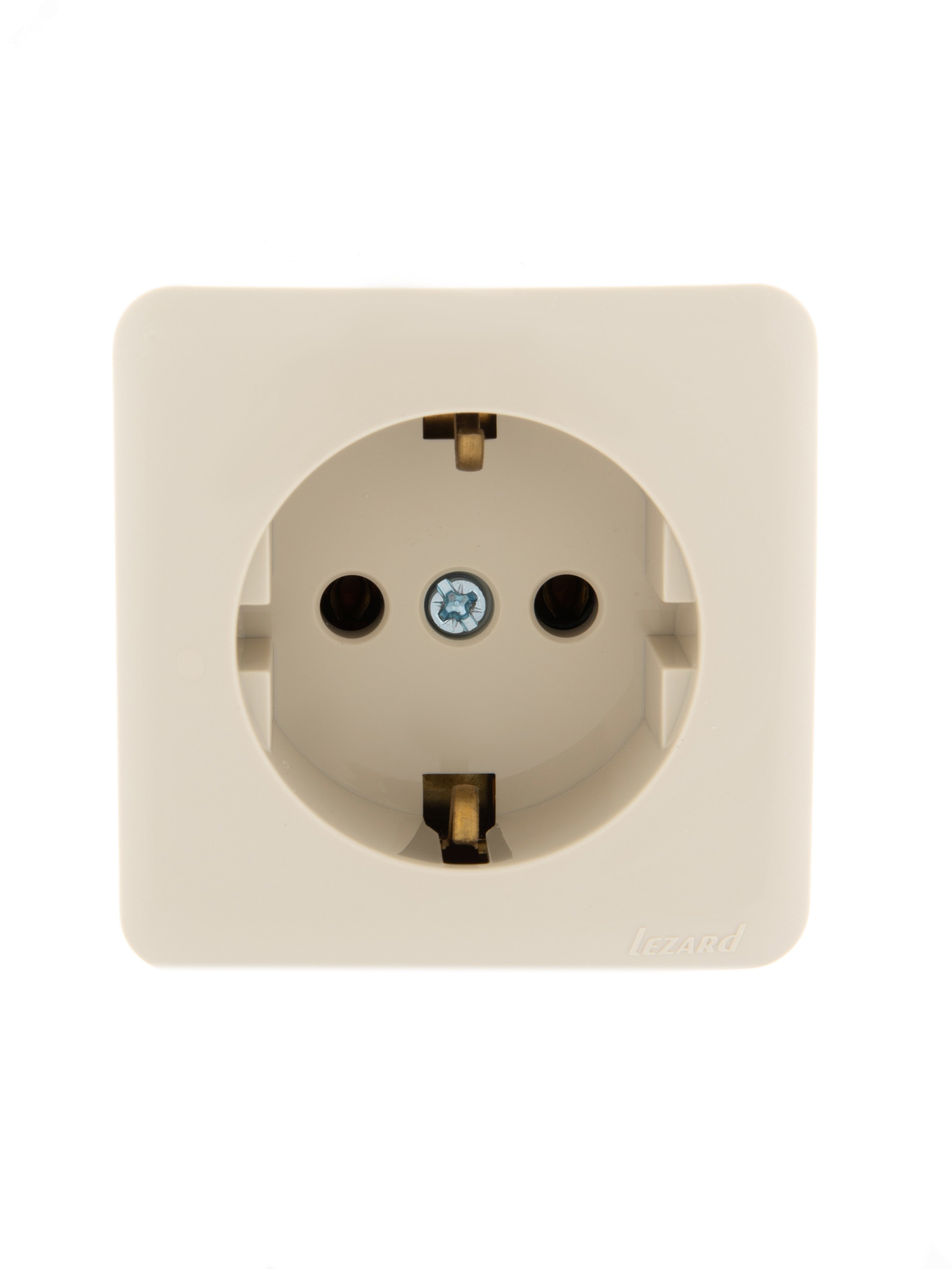 Изображение товара Розетка силовая монтажная VIOLA с заземлением керамическая кремовая 12шт