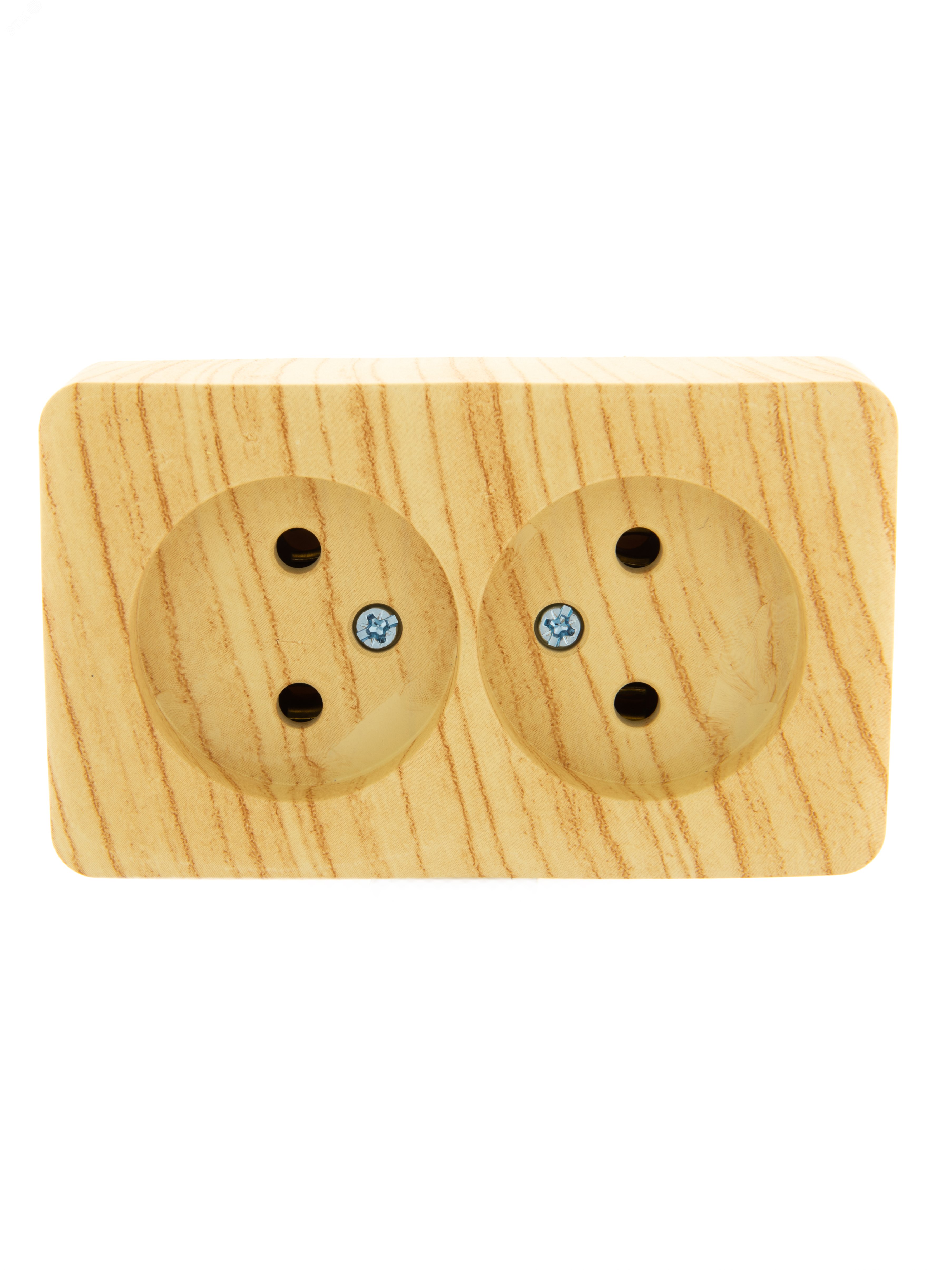 Изображение товара Розетка силовая двойная VIOLA б/з закрытый корпус керамика белёный дуб 12 шт