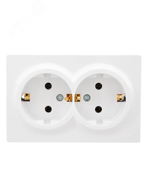 Изображение товара Розетка двойная с заземлением Lezard LETO белая закрытая серия 752-0200-127B