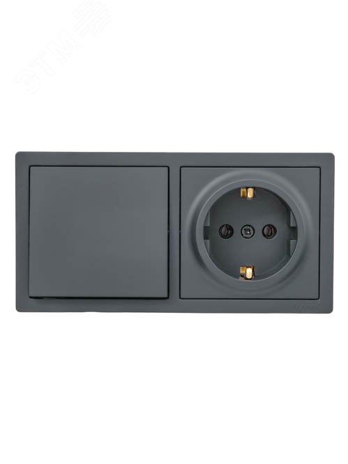 Изображение товара Выключатель и розетка с заземлением серии LETO, графит, Тайвань