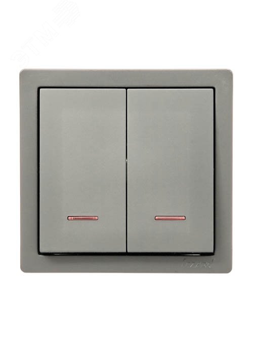 Изображение товара Выключатель двойной с подсветкой LETO платина Lezard 752-3500-112