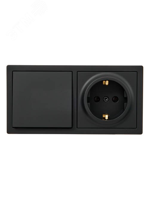 Изображение товара Выключатель и розетка с заземлением LETO черный бархат Lezard 752-4200-170BAP