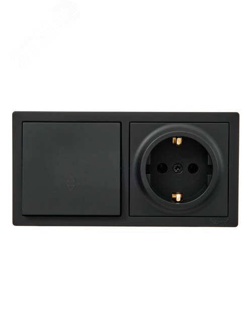 Изображение товара Выключатель проходной и розетка с заземлением черный бархат Lezard 752-4200-170BVP