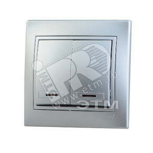 MIRA Выключатель двухклавишный с подсветкой металлик серый 701-1010-112 Lezard