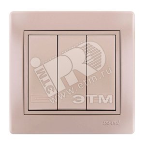 Изображение товара MIRA Выключатель трехклавишный жемчужно-белый перламутр со вставкой (шт)