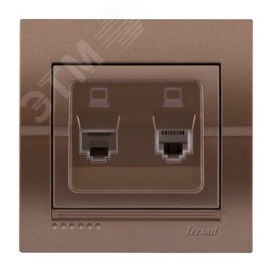 DERIY Розетка компьютерная двойная светло-коричневая металлик