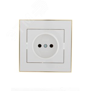 Изображение товара Розетка RAIN без заземления керамика белая с боковой вставкой золото (шт)