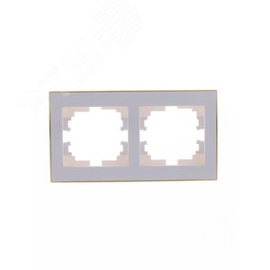 Рамка RAIN двойная горизонтальная белая с боковой вставкой золото 703-0226-147 Lezard