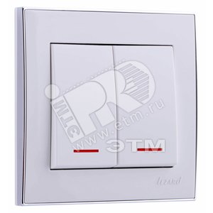 Изображение товара RAIN Выключатель 2-ой с подсветкой белый с боковой вставкой хром (шт)