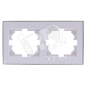 Изображение товара RAIN Рамка 2 поста горизонтальная белая с боковой вставкой хром (шт)