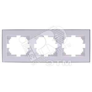 Изображение товара RAIN Рамка 3 поста горизонтальная белая с боковой вставкой хром (шт)