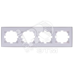 Изображение товара RAIN Рамка 4 поста горизонтальная белая с боковой вставкой хром (шт)