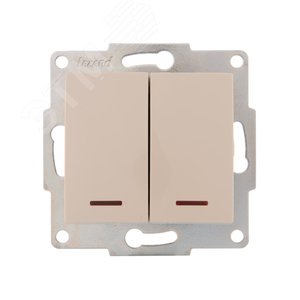 Изображение товара KARINA Выключатель двойной с подсветкой крем (10шт/120шт) (шт)