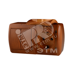 Изображение товара Ната Выключатель х2 +розетка с заземлением с крышкой сосна горизонтальный (шт)