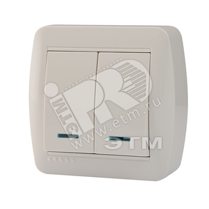 Изображение товара Демет Выключатель двойной с подсветкой белый (шт)