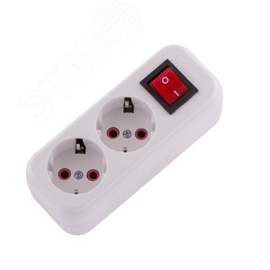 Изображение товара Колодка с заземлением 2 входа с выключателем (шт)