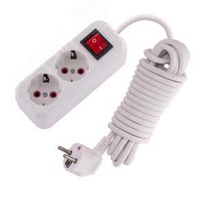 Изображение товара Удлинитель с заземлением 2 входа 5 метров с выключателем (шт)