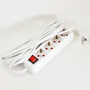 Изображение товара Удлинитель с заземлением 4 входа 10 метров с выключателем (шт)