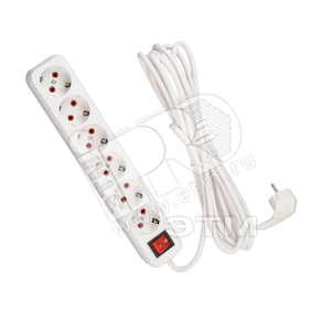 Изображение товара Удлинитель 6х5м с заземлением с выключателем (шт)