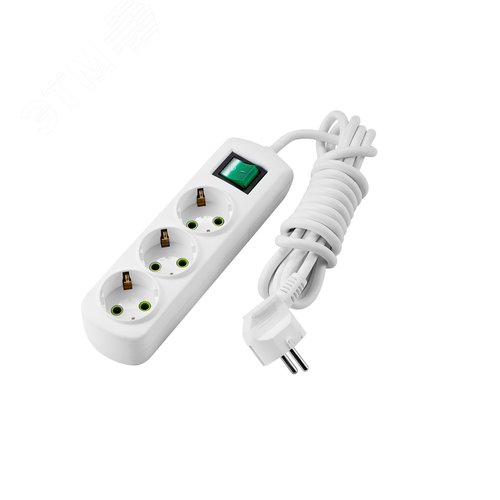 Изображение товара Удлинитель с/з 3 входа 3 метра с выключателем (шт)