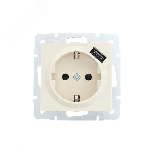 Изображение товара Vesna Розетка с/з + USB разъём цв. крем (шт)