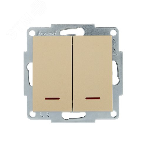Изображение товара VESNA Выключатель двойной с подсветкой золото (шт)