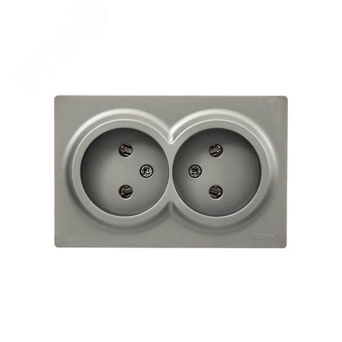 Изображение товара LETO Розетка двойная без заземления закрытый корпус платина Lezard 752-3500-128B (шт)