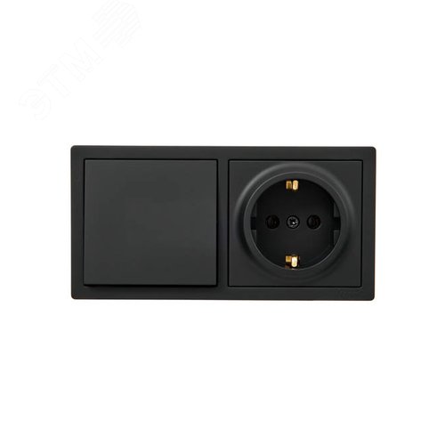 Изображение товара LETO Выключатель и розетка с заземлением, черный бархат горизонталь Lezard 752-4200-170BAP (шт)