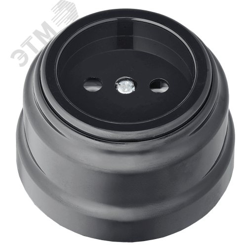 Изображение товара Ретро электрическая розетка без заземления черная для открытой установки 16А