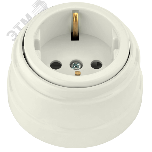 Изображение товара Ретро бежевое одностороннее подключение розетка с заземлением